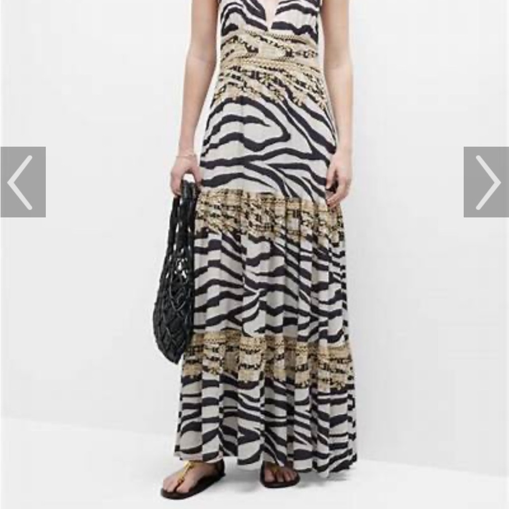 Figure Black and White Zebra Tiered Maxi Dress for a Night Out
